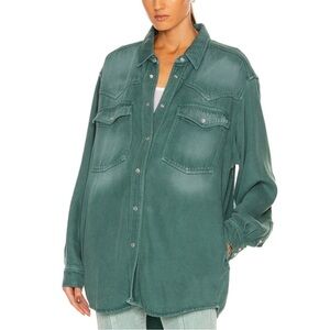 Isabel Marant Washed Teal Button-Down Shirt